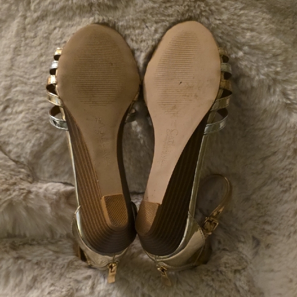 EUC Catherine Malandrino Metallic Strappy Heels-Size 7.5 - Picture 5 of 5